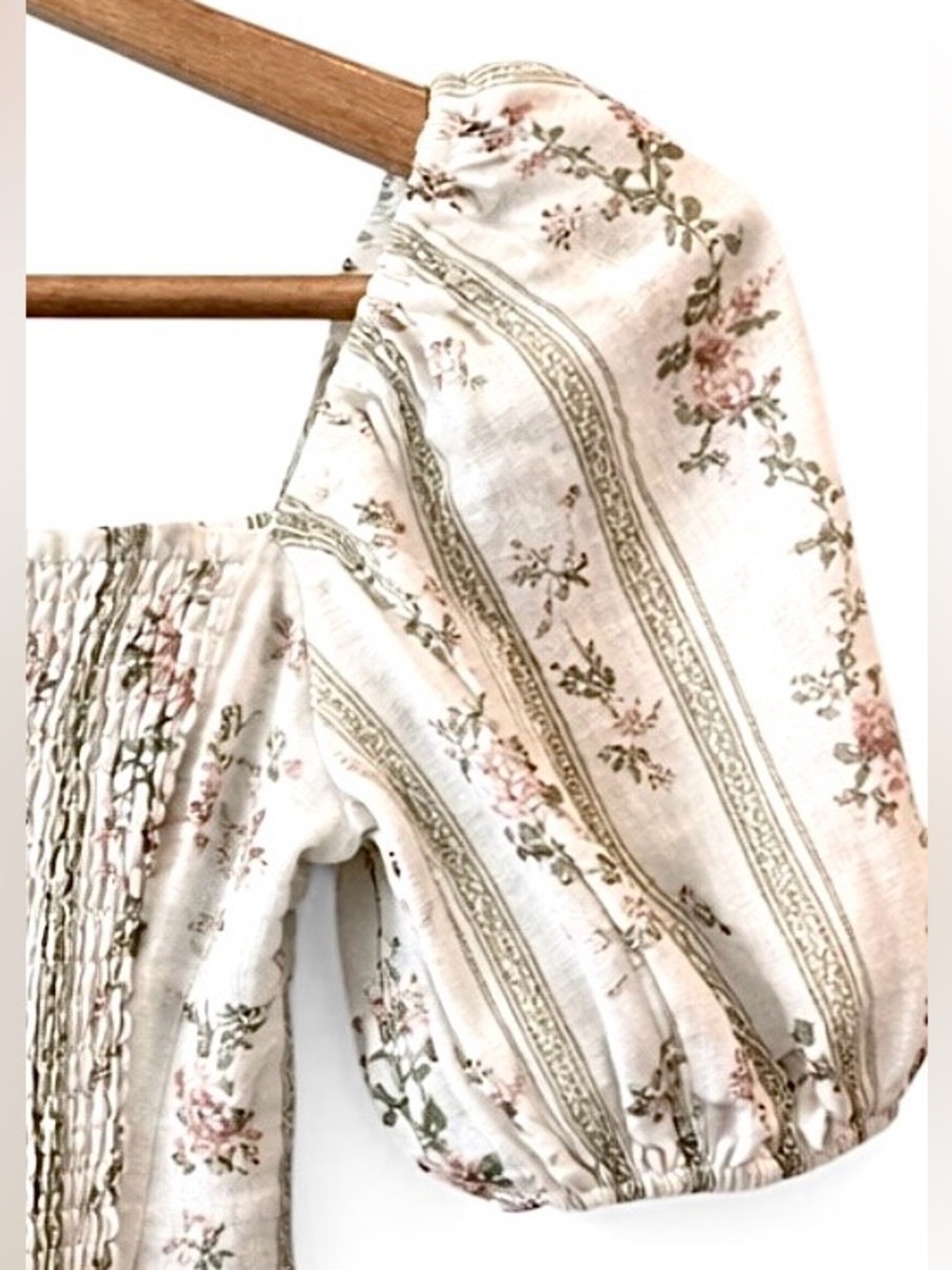Reformation Arancini Linen Puffed Sleeve Top in Heath Floral Size 2 - Picture 6 of 11